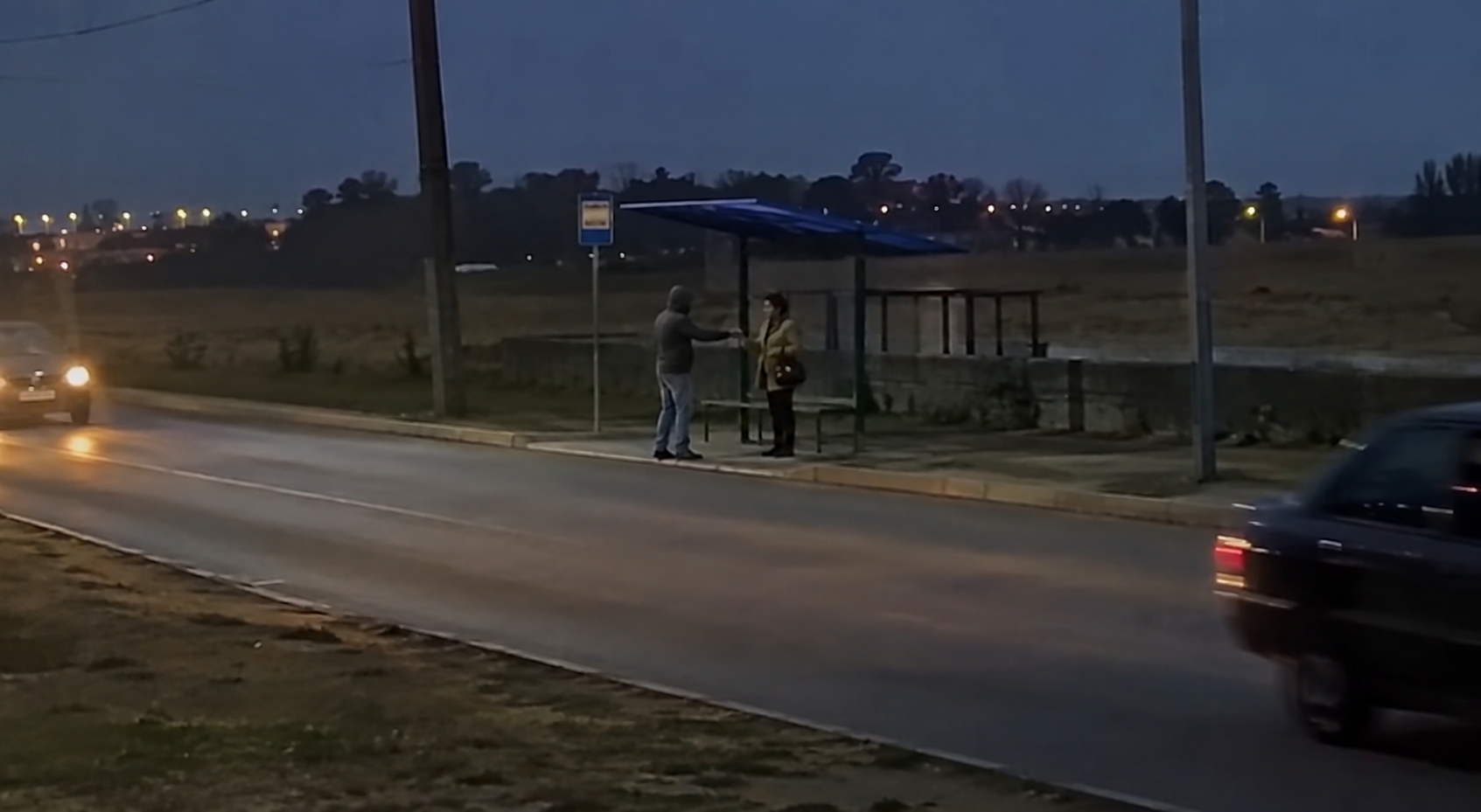 Chamada em andamento - ponto de ônibus